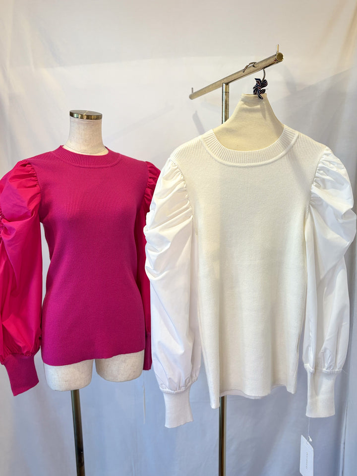 パワショル切替ニットトップス