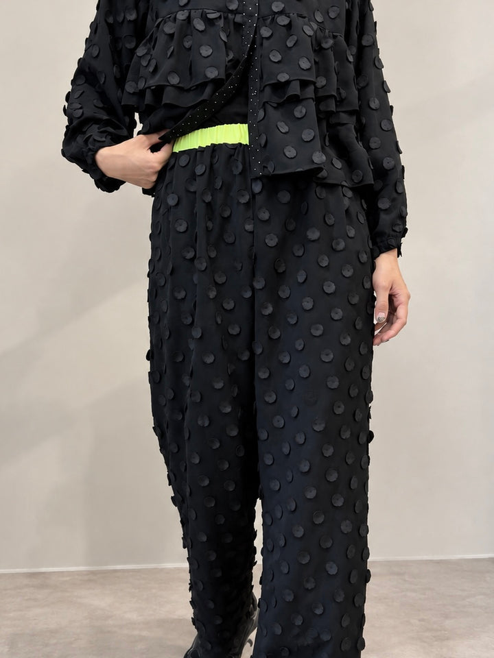 立体ドット配色ウエストワイドパンツ