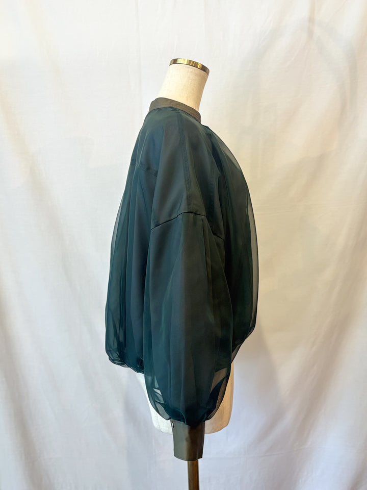 デシン×オーガンジー バルーンブラウス