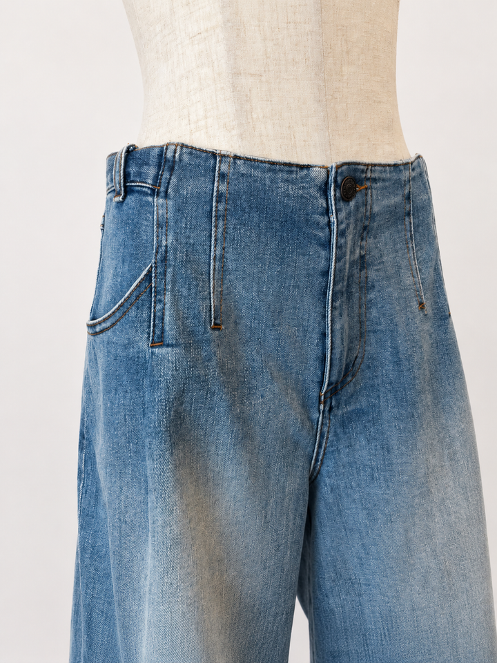 ヴィンテージ加工デニムハーフパンツ