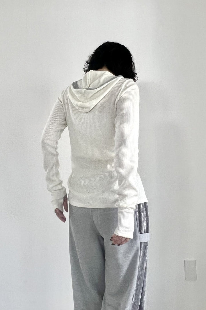バイカラーパイピングリブフーディー