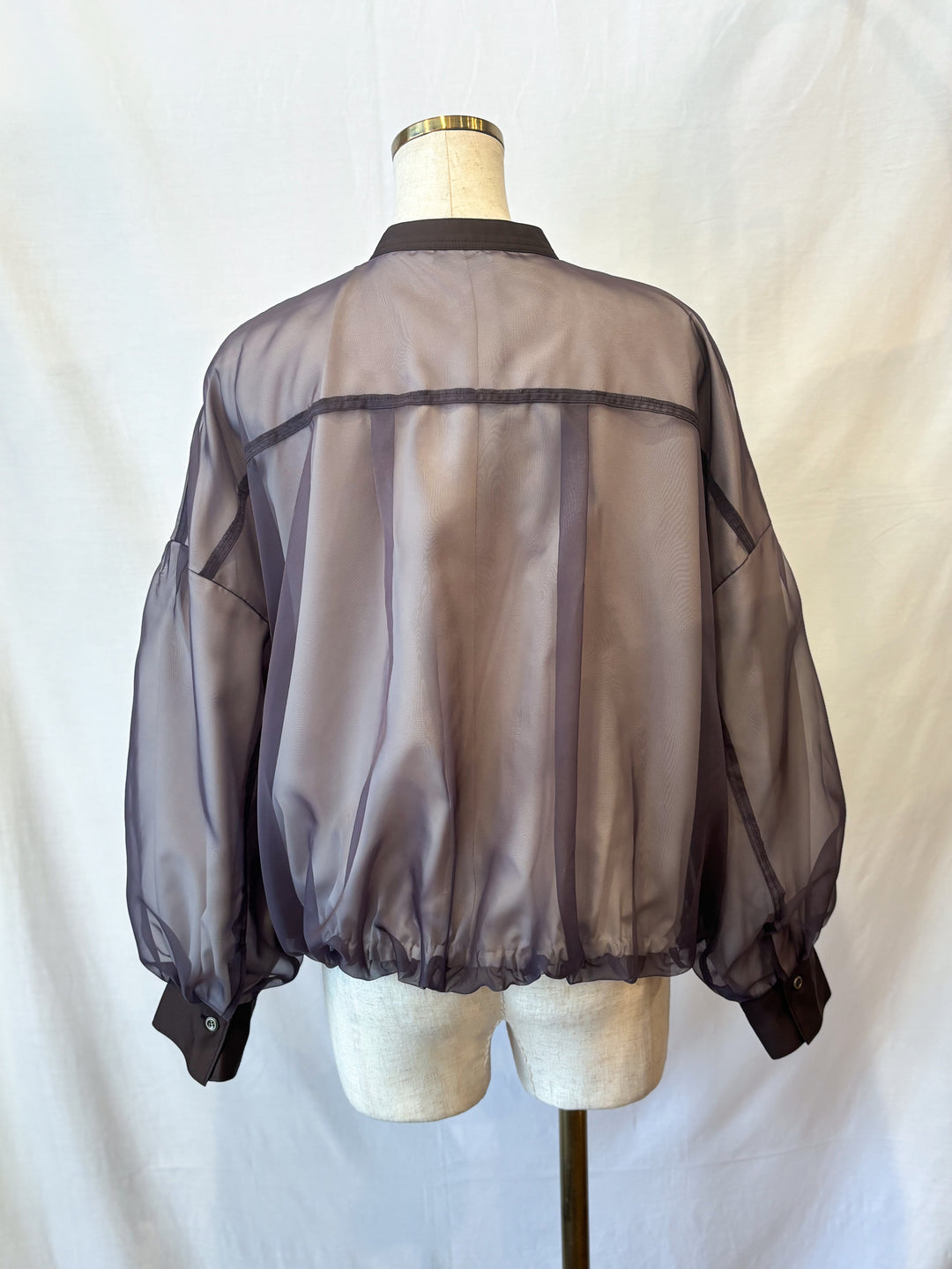 デシン×オーガンジー バルーンブラウス