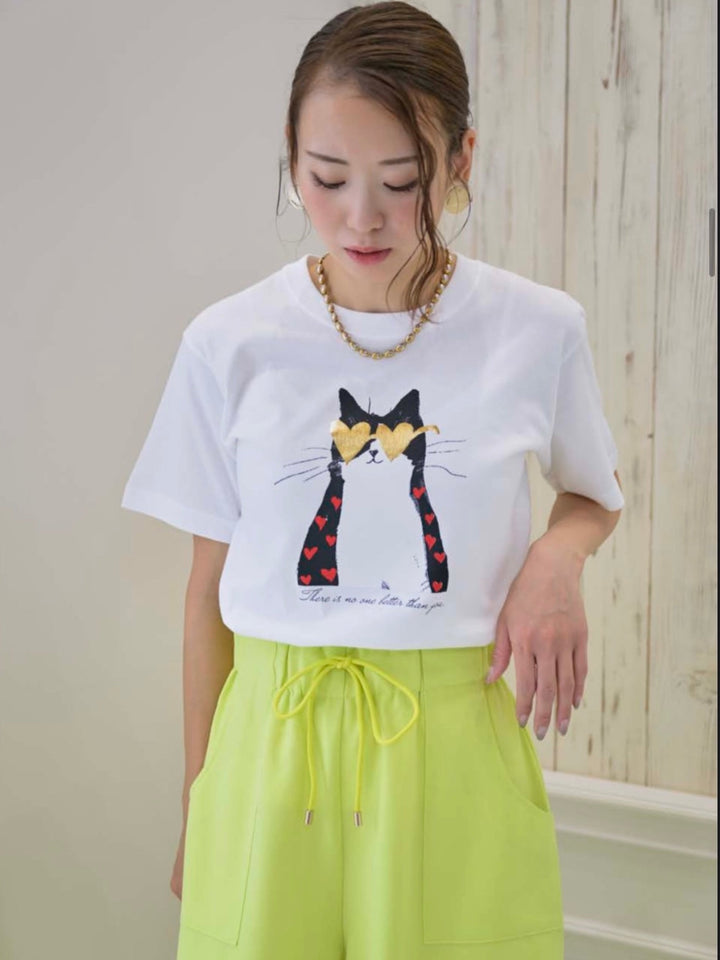 catプリントTシャツ