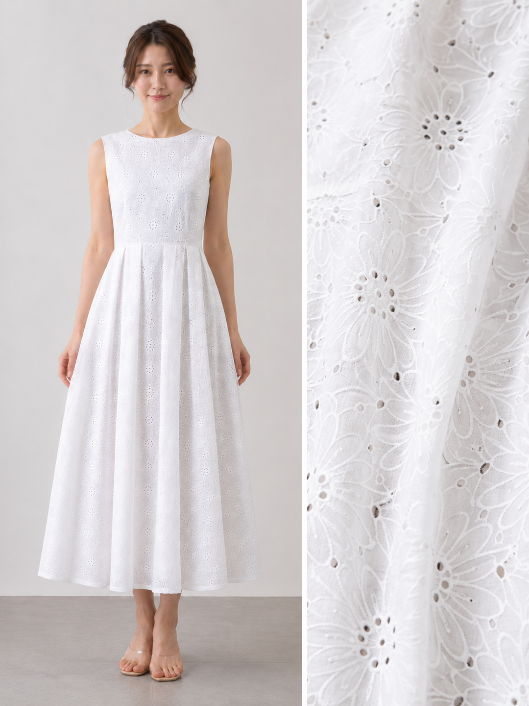 発泡フラワープリントワンピース
