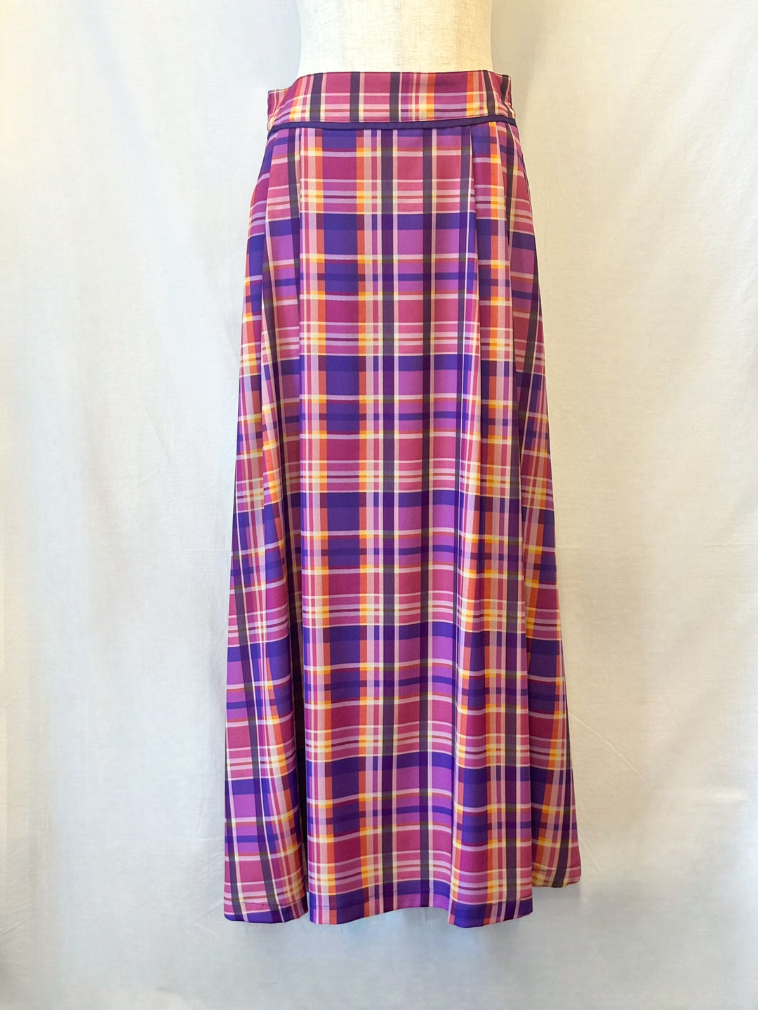 チェックプリントタックフレアスカート