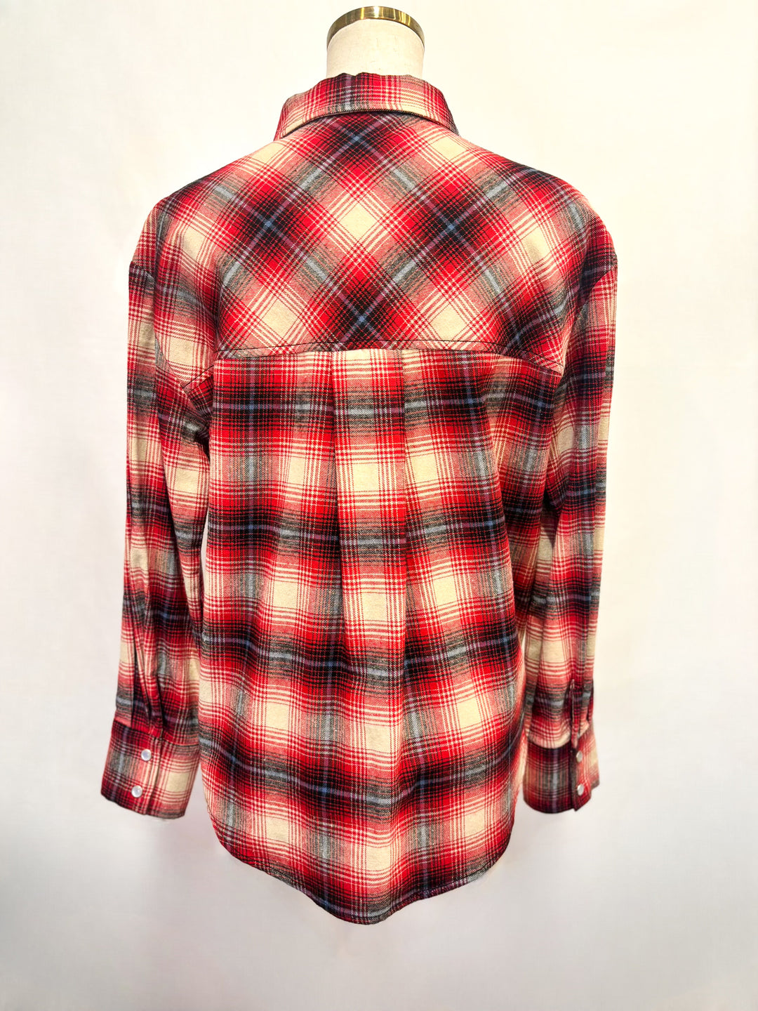 パールボタンオンブレチェックシャツ