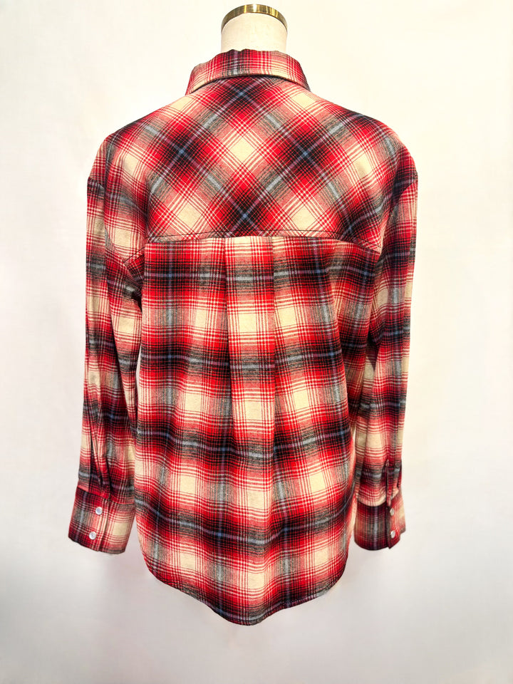 パールボタンオンブレチェックシャツ