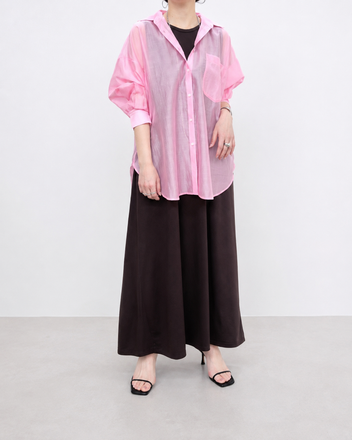 テンセルシアーバックプリントドルマンシャツ