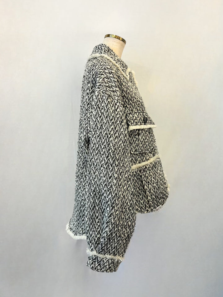 ノーカラーにもなる♩ツィードジャケットコート