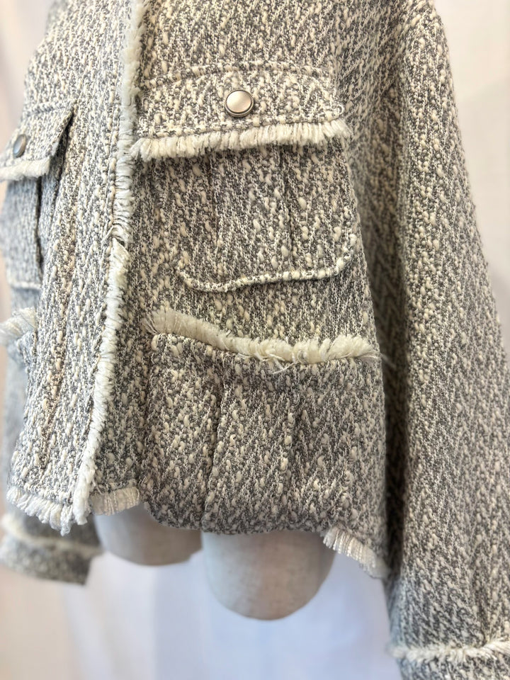 ノーカラーにもなる♩ツィードジャケットコート