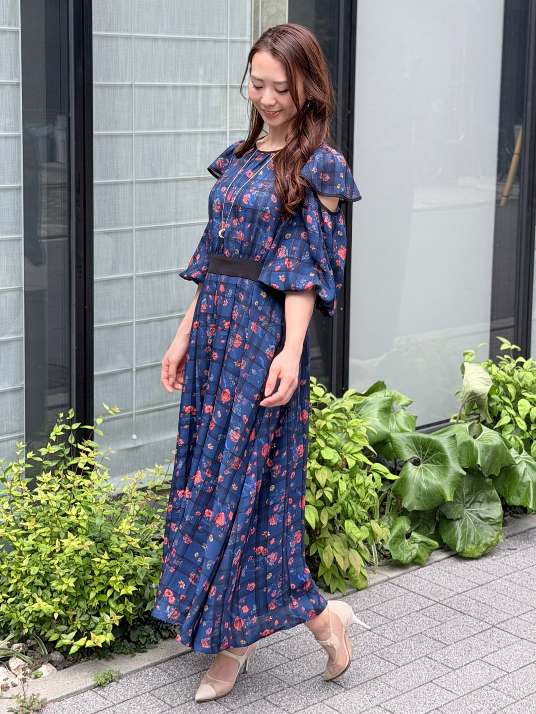 ロングフラワーワンピース