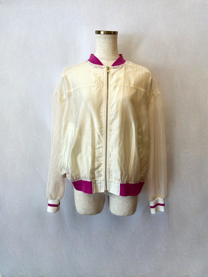 配色ラインとメッシュ切替ブルゾン（オートミール）