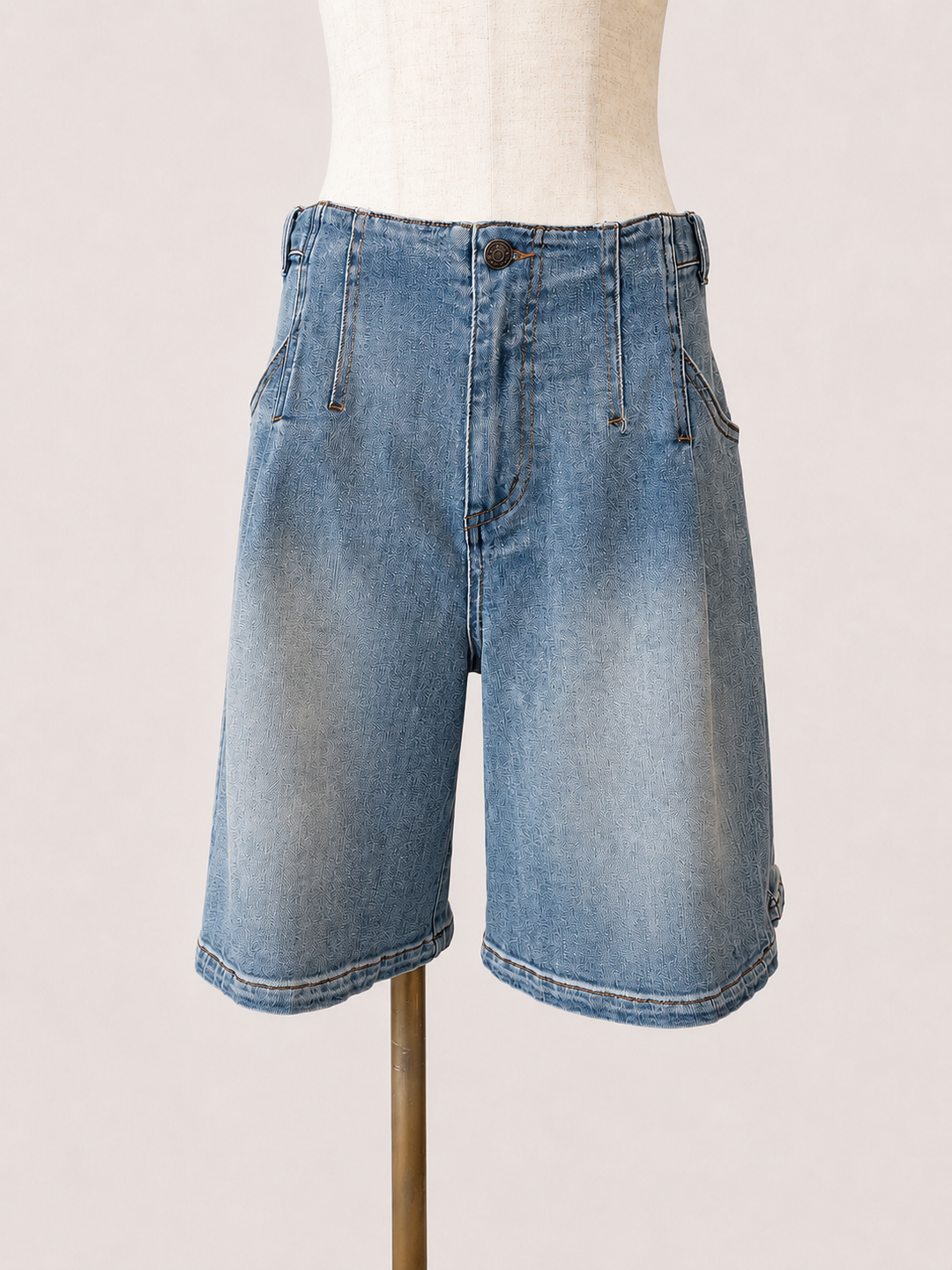 ヴィンテージ加工デニムハーフパンツ