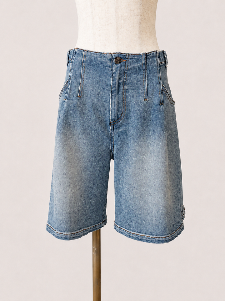 ヴィンテージ加工デニムハーフパンツ