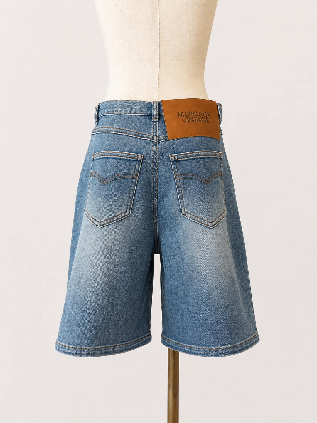 ヴィンテージ加工デニムハーフパンツ