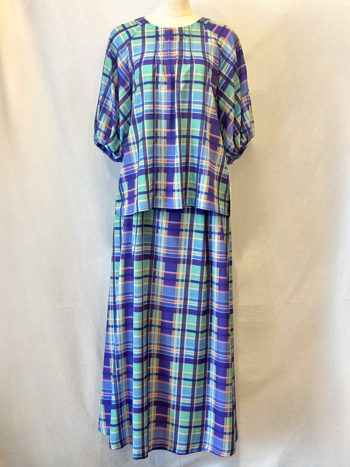 チェックプリントタックフレアスカート