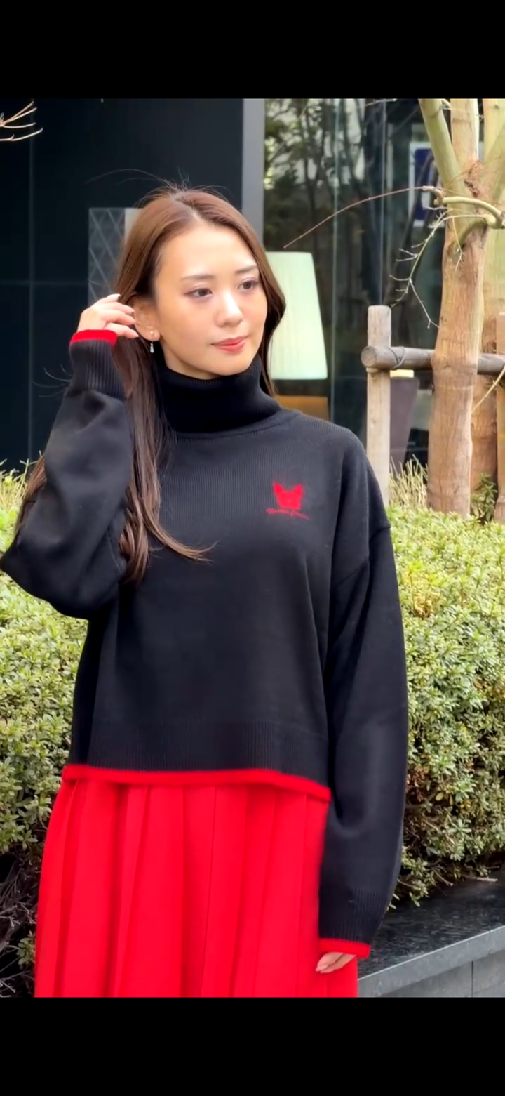 フレンチブル刺繍ニット