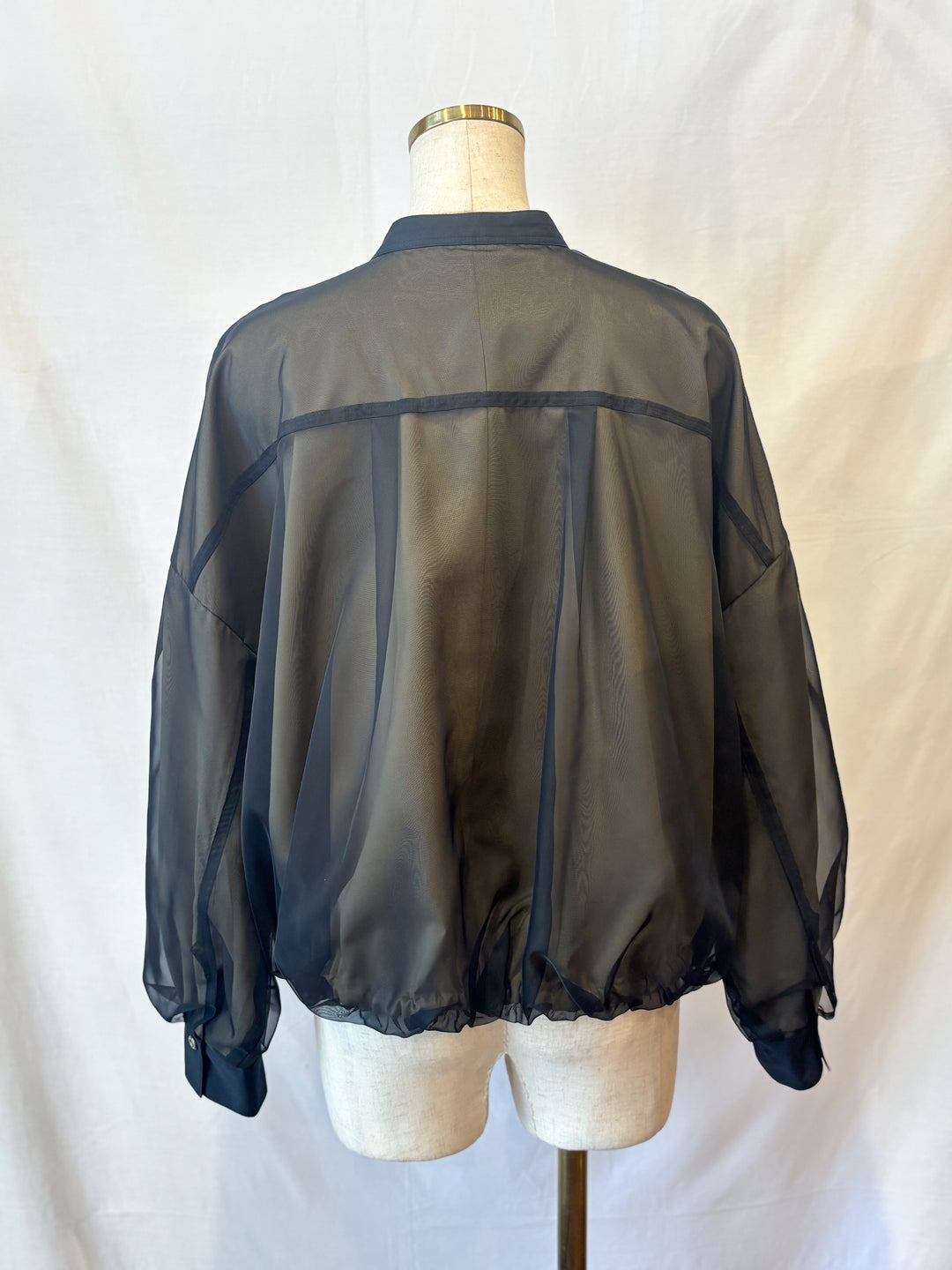 デシン×オーガンジー バルーンブラウス