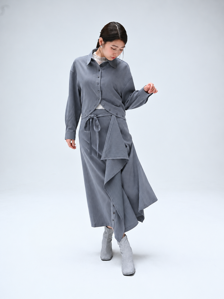 ラップ風ウエストリボンデザインスカート[セットアップ可能商品]