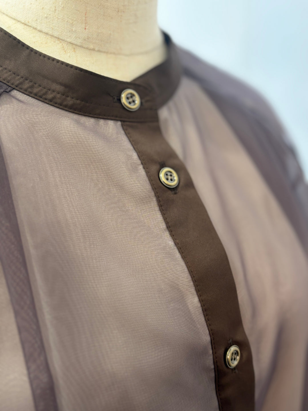 デシン×オーガンジー バルーンブラウス