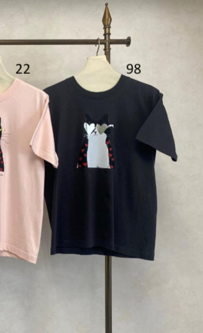 catTプリントシャツ