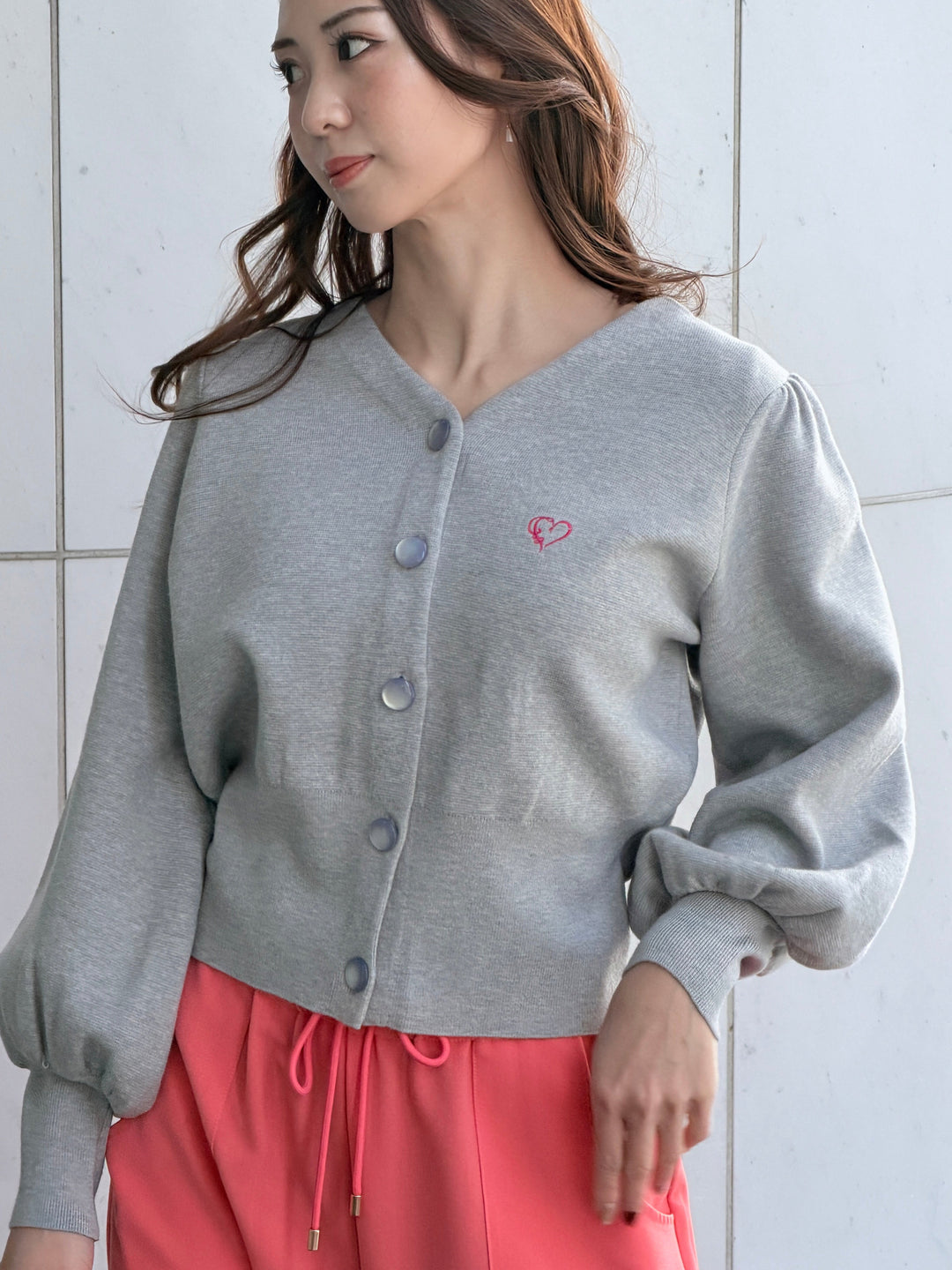 ハート刺繍カーディガン