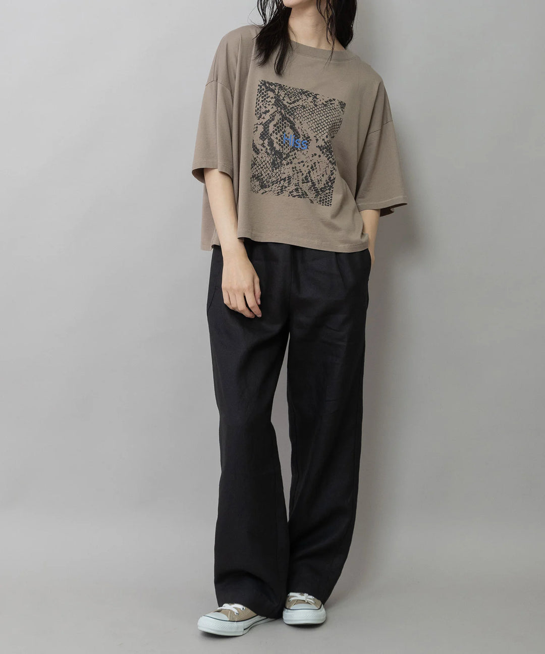 コットンジャージパイソン柄プリントTシャツ