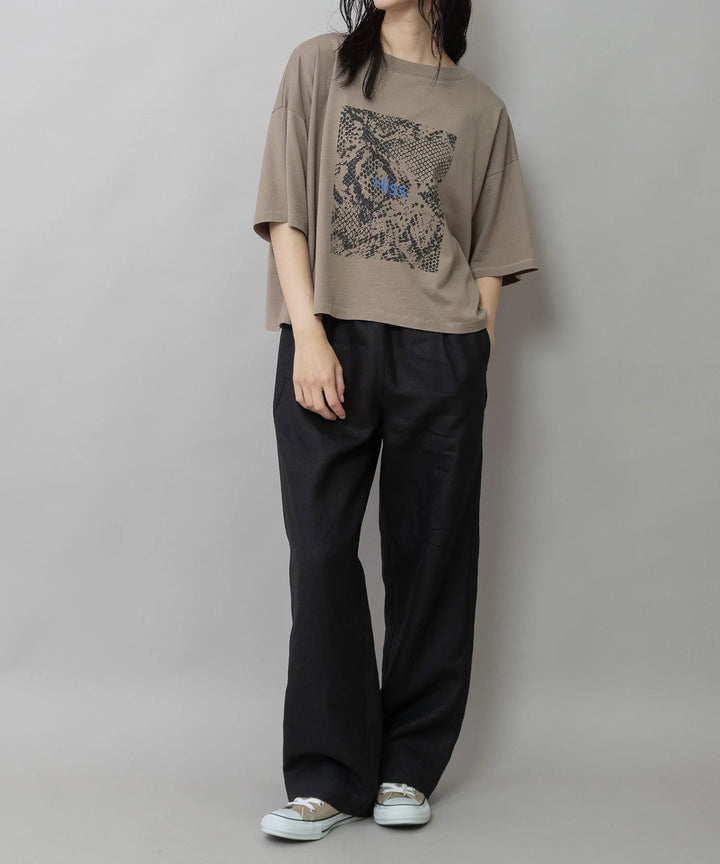 コットンジャージパイソン柄プリントTシャツ