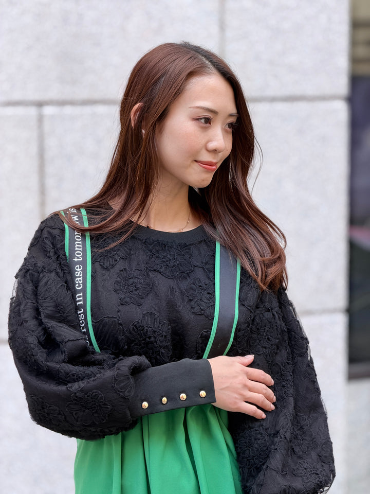 フラワージャガードチュールトップス