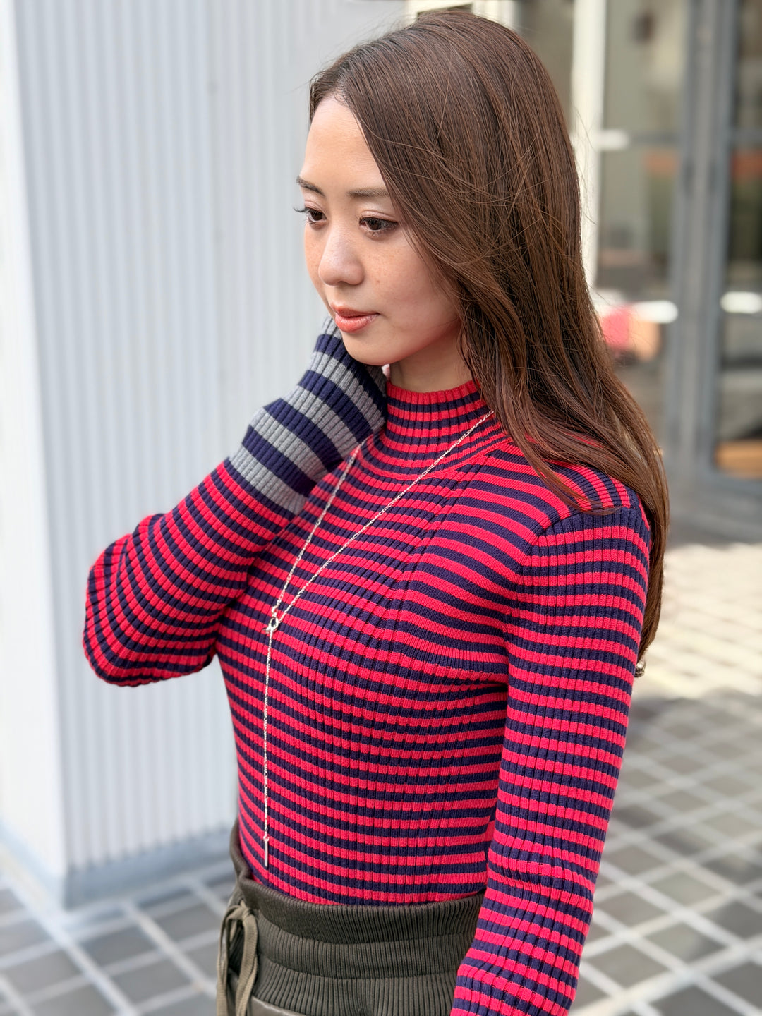 ボーダータートルニット