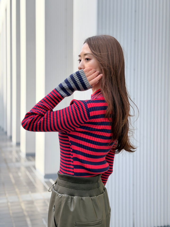 ボーダータートルニット