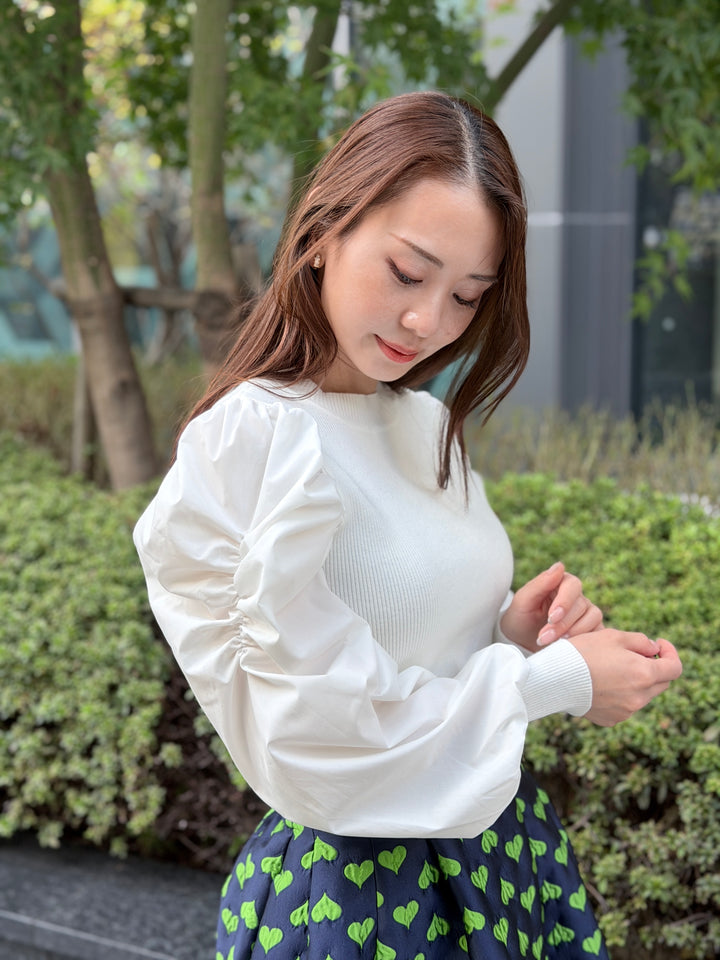 パワショル切替ニットトップス