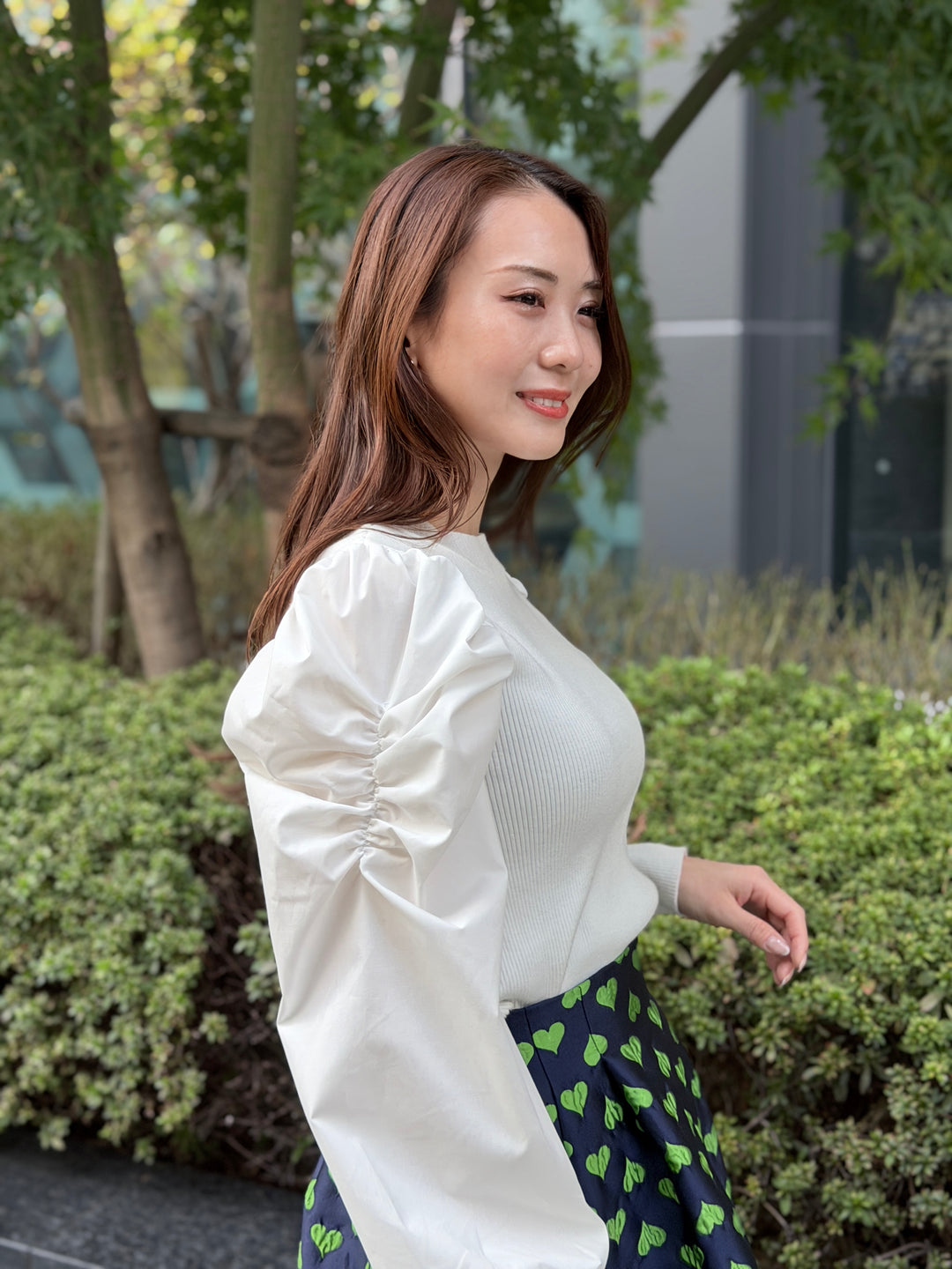 パワショル切替ニットトップス