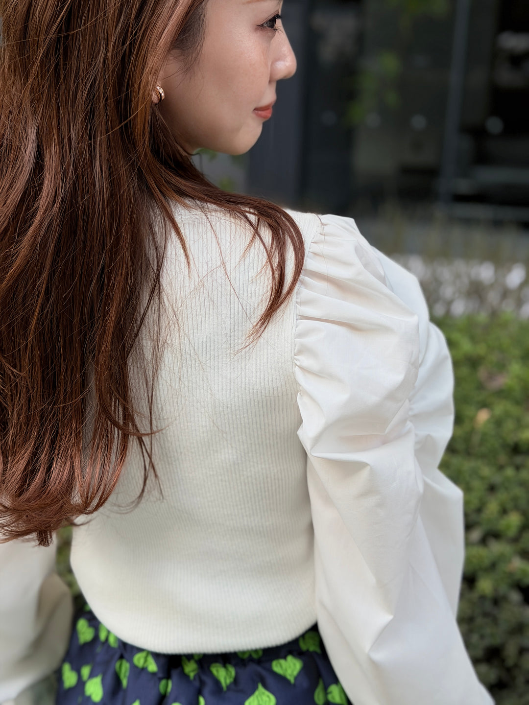 パワショル切替ニットトップス