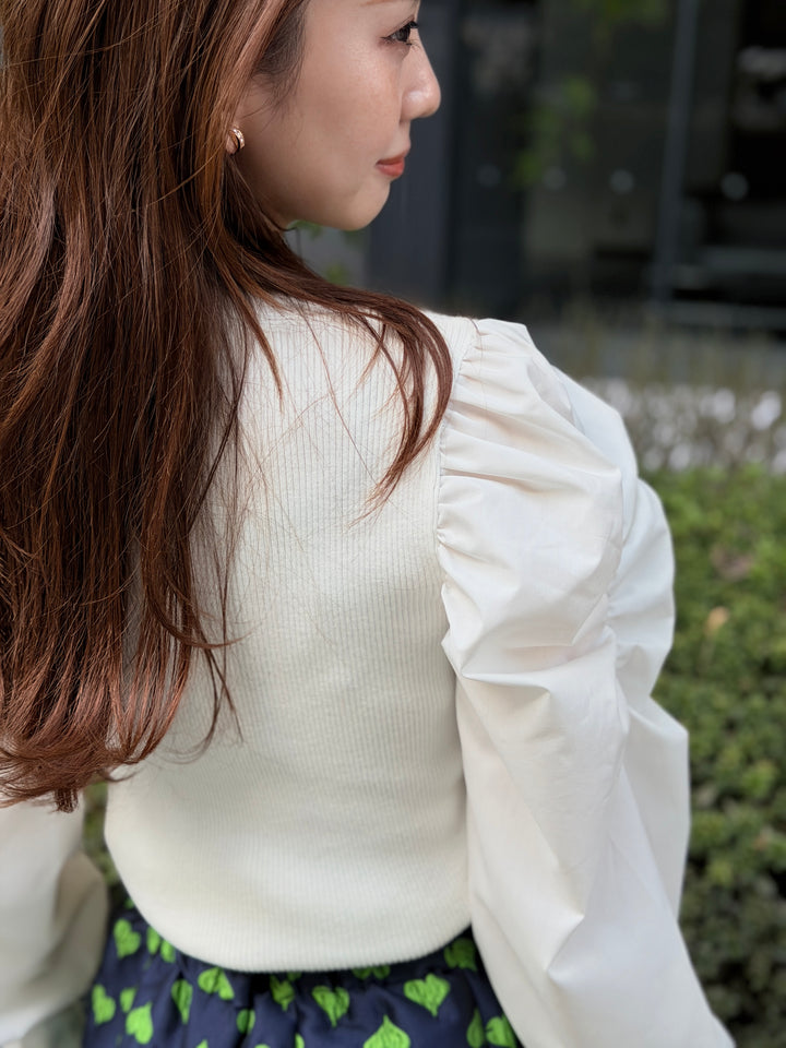 パワショル切替ニットトップス