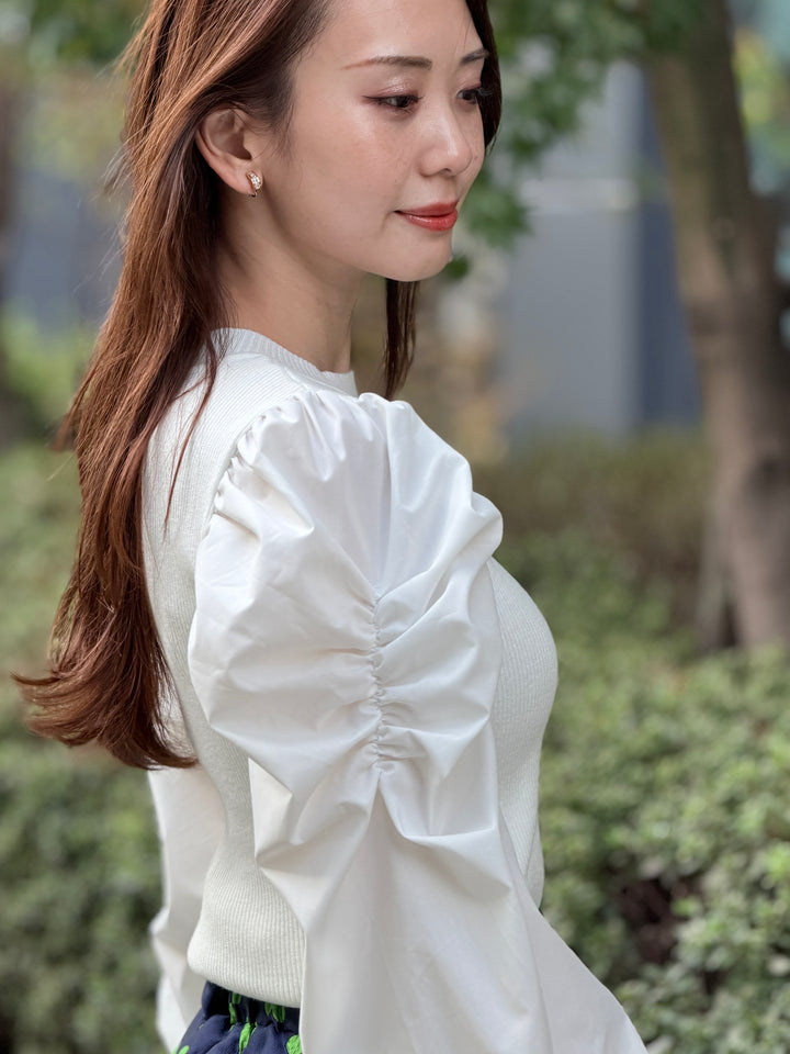 パワショル切替ニットトップス