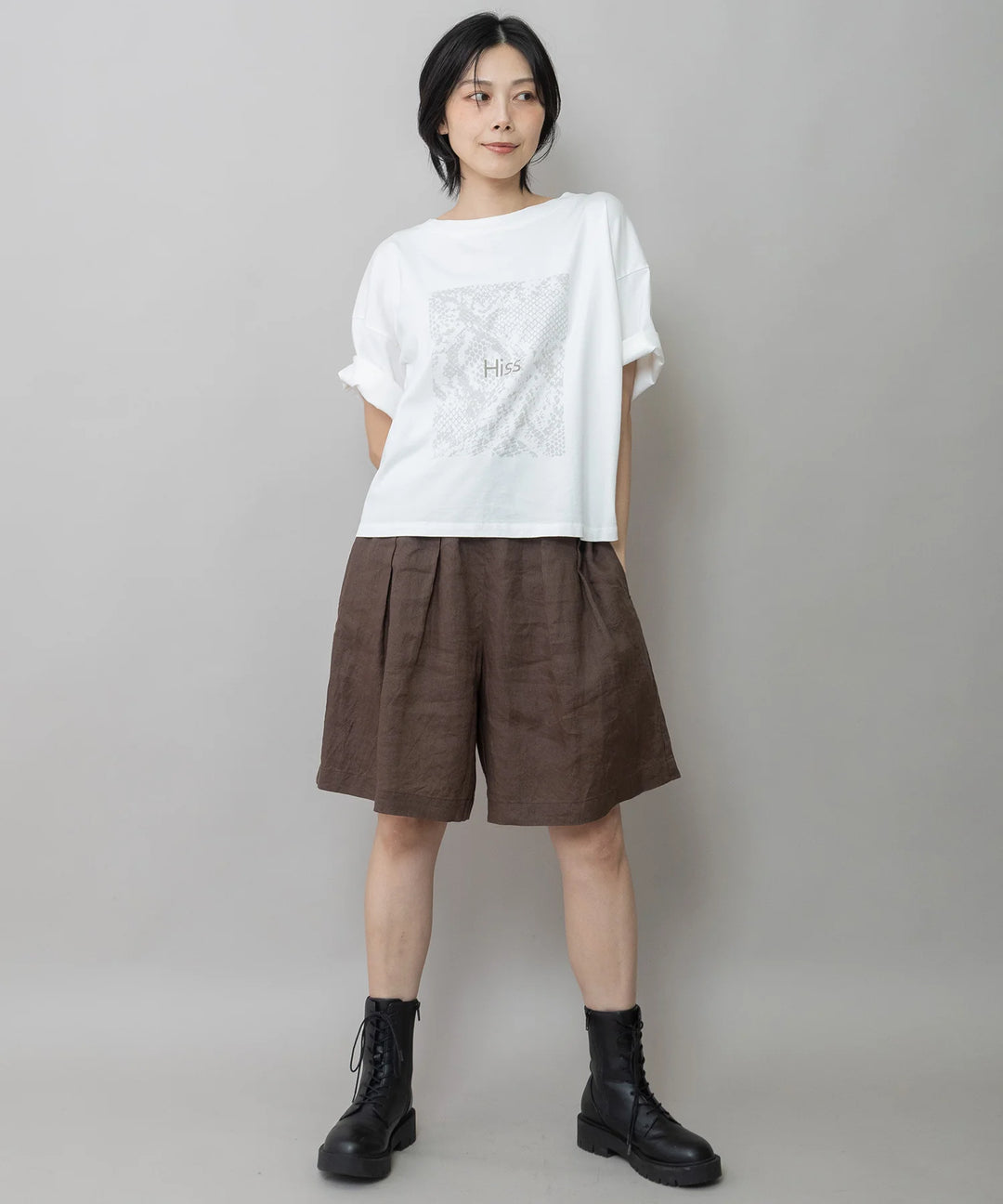 コットンジャージパイソン柄プリントTシャツ