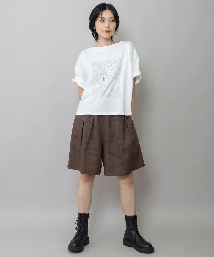 コットンジャージパイソン柄プリントTシャツ