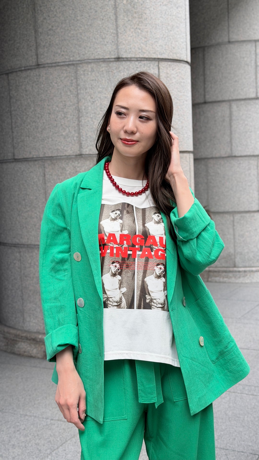フォトレタープリントルーミーTシャツ