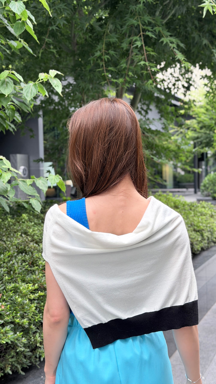 カーディガン風肩掛けニットショール