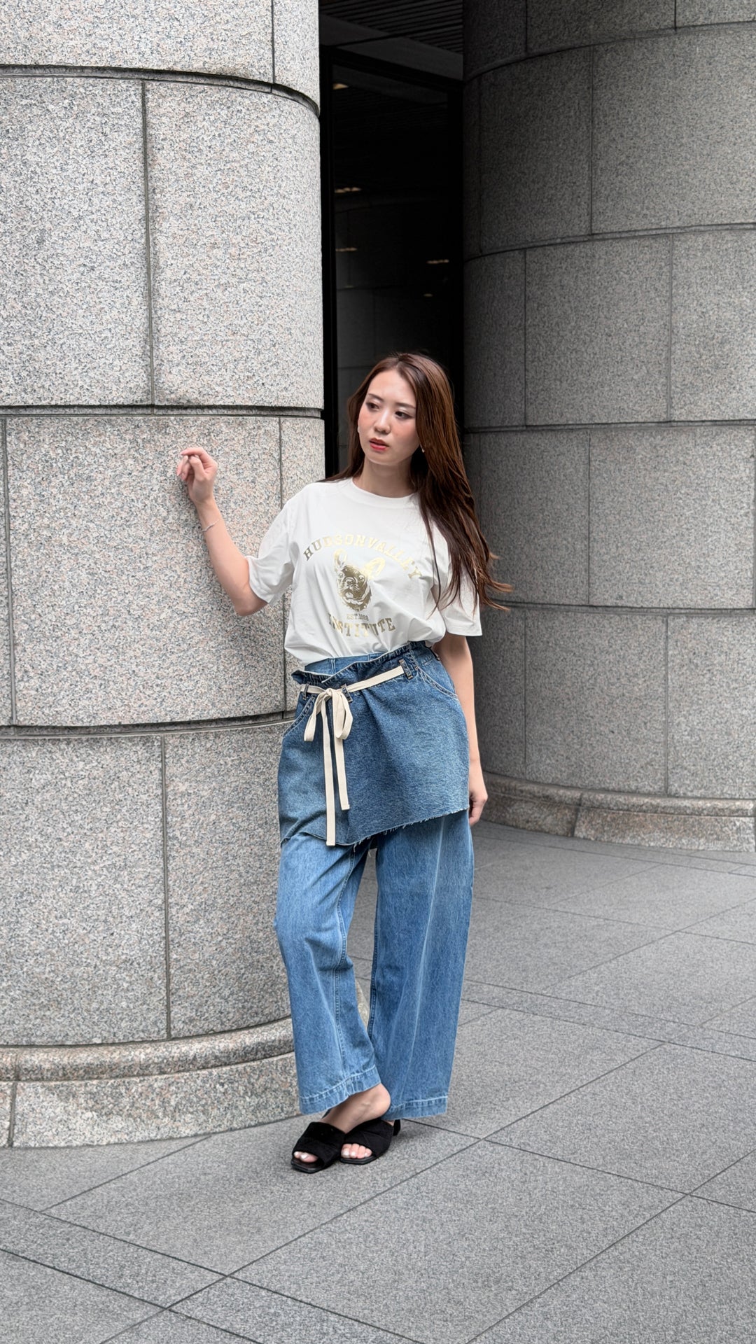 フレンチブル箔プリントロゴTシャツ