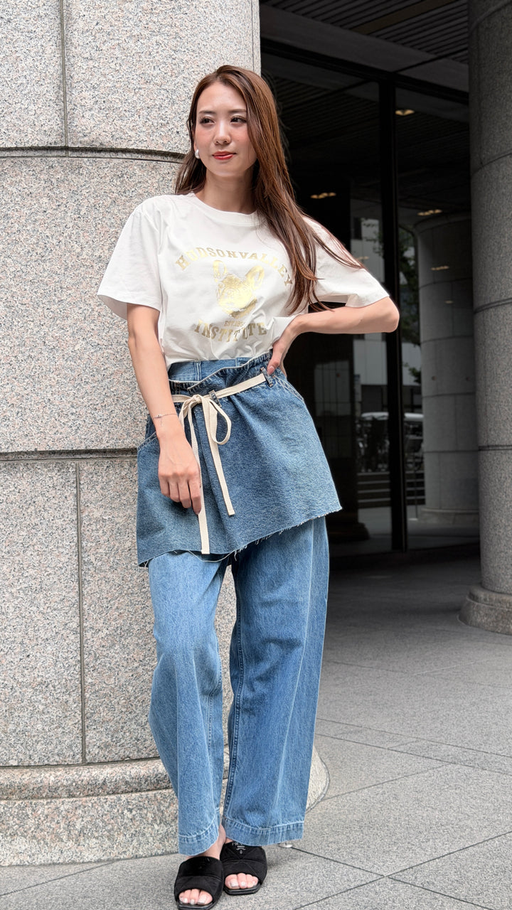 フレンチブル箔プリントロゴTシャツ