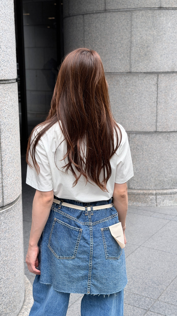 フレンチブル箔プリントロゴTシャツ