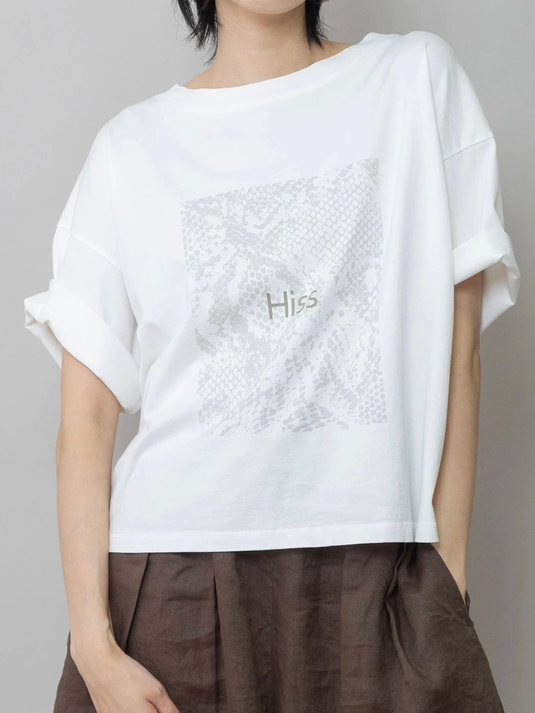 コットンジャージパイソン柄プリントTシャツ