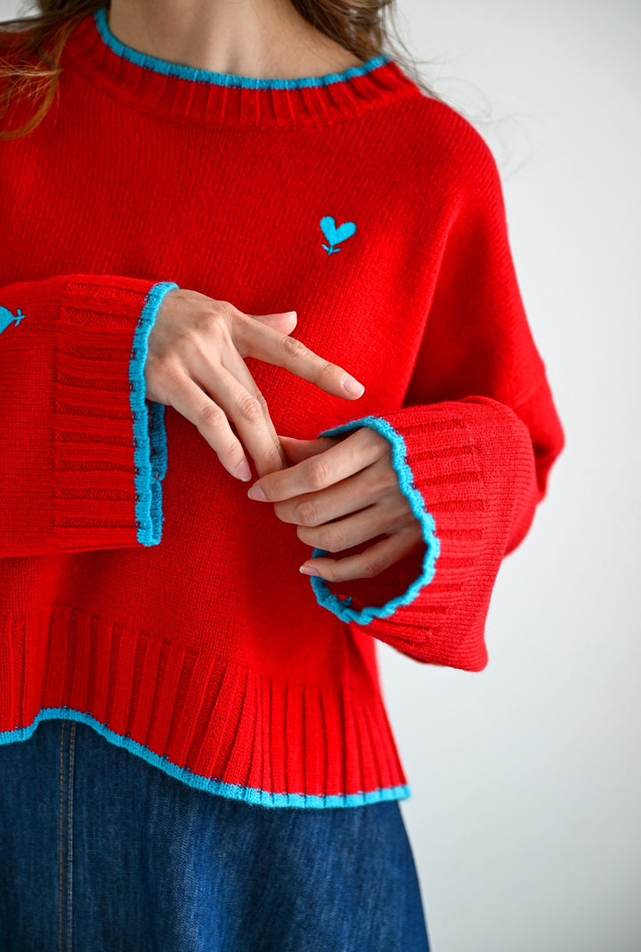 ハート刺繍ニット
