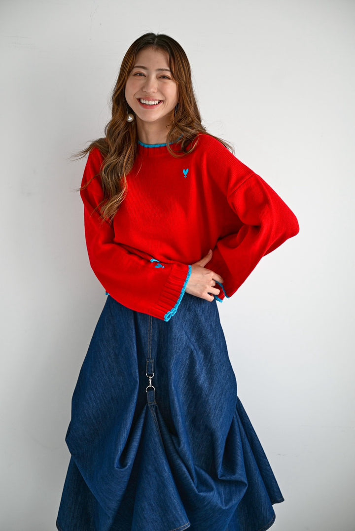 ハート刺繍ニット
