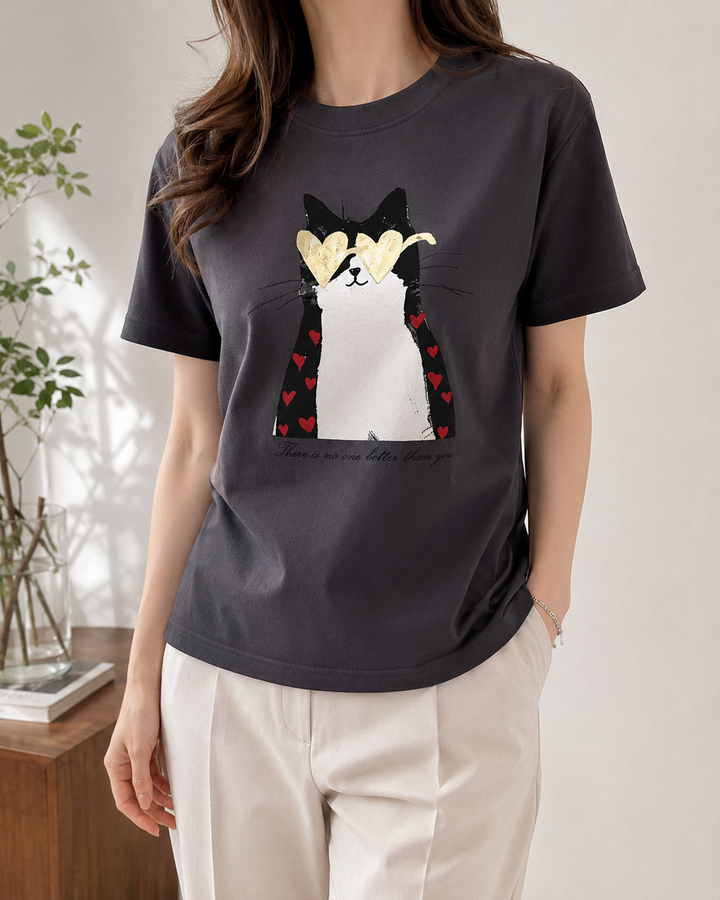 catプリントTシャツ