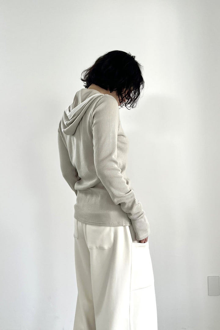 バイカラーパイピングリブフーディー