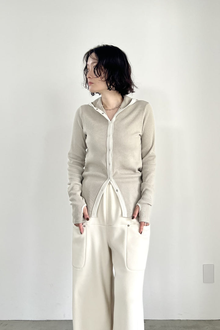 バイカラーパイピングリブフーディー