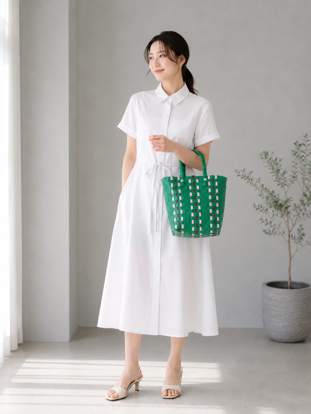 カゴトートバッグ GREEN